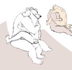  2007 anthro butt canid canine duo eyes_closed humanoid_hands male mammal osos overweight overweight_male sex sketch ursid 
