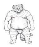  2007 anthro belly bulge clothing felid male mammal moobs navel nipples osos overweight overweight_male pantherine simple_background tiger traditional_media_(artwork) underwear 