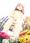  bad_id bad_pixiv_id blush breasts duplicate field flat_chest flower flower_field harepore nipples nude open_mouth original peeing pink_eyes pink_hair simple_background small_breasts watering_can white_background 