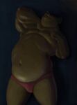  2017 anthro brown_body brown_fur clothing fur humanoid_hands male mammal moobs navel nipples osos overweight overweight_male solo underwear ursid 
