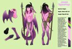  absurd_res amazinky arrow biography bottomwear bow clothing front_view hi_res hooves loincloth male melee_weapon model_sheet pink_body pink_skin polearm rear_view solo spear unigan weapon 