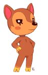  animal_crossing anthro blush brown_body brown_fur cervid fauna_(animal_crossing) female flat_chested fur genitals hooves mammal nintendo nude pose pussy simple_background smile smug solo standing video_games vsdrawfag white_background 