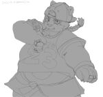  2021 alp_(tas) anthro clothing giant_panda hat headgear headwear hi_res kemono male mammal moujya overweight overweight_male shirt simple_background sketch solo tokyo_afterschool_summoners topwear ursid video_games white_background 