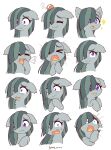  2021 absurd_res angry blep blush bodily_fluids cross-popping_vein crying cute_fangs digital_media_(artwork) earth_pony equid equine eyes_closed fangs female feral friendship_is_magic grey_hair hair hair_over_eye hasbro hi_res horse mammal marble_pie_(mlp) multicolored_hair my_little_pony one_eye_obstructed open_mouth pivoted_ears pony purple_eyes simple_background smile solo symbianl tears tongue tongue_out two_tone_hair white_background yawn 