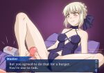  &gt;:( 1girl angry annoyed artist_name artoria_pendragon_(all) bare_shoulders barefoot blonde_hair blush burbur censored closed_mouth collarbone commentary embarrassed english_commentary english_text eyebrows_visible_through_hair fate/grand_order fate_(series) feet footjob frown hair_ornament legs_apart looking_at_another mixed-language_commentary mosaic_censoring penis saber saber_alter spread_legs toes two-footed_footjob v-shaped_eyebrows watermark yellow_eyes 