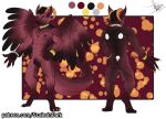 2021 anthro butt demon digital_media_(artwork) feet fluffy fluffy_tail fur hair horn hyaenid invalid_tag long_fur male mammal model_sheet multicolored_body multicolored_fur pawpads red_body scalesindark shaded simple_background spotted_hyena standing two_tone_body two_tone_fur wingged yellow_eyes 
