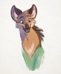  2021 anthro brown_body brown_fur canid canine cheek_tuft facial_tuft fur head_tuft hi_res inner_ear_fluff light lighting mammal maned_wolf open_mouth open_smile ribbontini shaded signature simple_background smile solo tuft vulpesvant_(character) white_background 