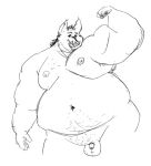  2020 anthro balls belly flaccid genitals humanoid_hands male mammal micropenis moobs navel nipples obese obese_male osos overweight overweight_male penis simple_background small_penis suid suina sus_(pig) white_background wild_boar 