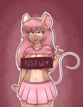  anthro big_breasts bottomwear breasts brown_body brown_fur buckteeth censor_bar censored clothed clothing clothing_lift female fur hair long_hair mammal miniskirt mouse murid murine nezubunn rodent shirt shirt_lift skirt solo solo_focus teeth topwear 