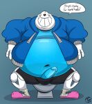  2021 alternate_version_at_source animated_skeleton anterior_nasal_aperture belly big_belly blue_background blue_body blue_clothing blue_glans blue_hoodie blue_penis blue_topwear bone bottomwear bulge clothing dialogue english_text erection eyebrows genitals glans glistening glistening_body glistening_genitalia glistening_glans glistening_penis grin hi_res hoodie humanoid humanoid_genitalia humanoid_penis looking_at_viewer male navel not_furry overweight overweight_humanoid overweight_male penis raised_eyebrow sans_(undertale) shorts simple_background sitting skeleton smile solo spread_legs spreading talking_to_viewer teeth text toilet toony topwear trashtoonz undead undertale video_games white_body 