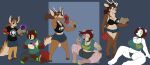  2021 anthro antler_growth antlers big_breasts bottomwear bra breast_growth breasts brown_body brown_fur bulge cervid clothing collar duo eyes_closed felid female fur gender_transformation growth halcy0n hi_res horn male mammal mtf_transformation navel pants sequence shirt shorts sitting slightly_chubby smile species_transformation standing surprise topwear transformation underwear ursid white_body white_fur 