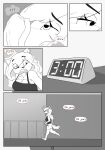  absurd_res after_orgasm anthro canid canine canisfidelis clock clothed clothing comic dialogue digital_clock female half-closed_eyes hi_res mammal monochrome narrowed_eyes seashell_(canisfidelis) sniffing solo surprise underwear underwear_on_face underwear_sniffing 