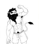  absurd_res anthro armpit_hair body_hair bodypaint bone bottomwear clothing fan_character felid hi_res lion male mammal muscular muscular_male pantherine pubes shirtless shorts skull slim solo sybervenn traditional_media_(artwork) 