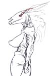  anthro big_breasts bone breasts butt equid equine female hi_res horse mammal monster red_eyes skull solo undead yamagah 