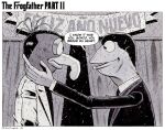  2021 5_fingers amphibian anthro big_nose black_and_white black_hair border bruce_mccorkindale business_suit clothing comic confetti crossover dialogue duo english_text fingers fredo_corleone frog gonzo_(muppets) greyscale hair hi_res jacket kermit_the_frog male michael_corleone monochrome muppet muppets necktie new_years_eve parody shirt signature speech_bubble suit text the_godfather the_godfather_part_ii the_muppet_show topwear white_border 