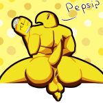  aliasing anthro anus avian backsack balls beverage_can dakuterooty dotted_background food food_creature foreskin genitals lineless male overweight overweight_male pattern_background peeps penis pepsi perineum simple_background sitting solo uncut yellow_body 