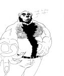  absurd_res anthro beard body_hair chest_hair chubby_male eye_scar eyebrows facial_hair facial_scar fan_character hairy_belly hi_res male mammal muscular muscular_male overweight percings scar shirtless solo sybervenn thick_eyebrows traditional_media_(artwork) ursid 