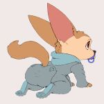  anthro big_ears canid canine clothing diaper disney fennec finnick fox hi_res infantilism invalid_tag kuuneho male mammal pacifier pajamas rear_view solo zootopia 