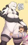  absurd_res age_difference anthro big_breasts boss_monster bovid breasts camel_toe caprine cleavage clothed clothing cumbread female hi_res human male mammal mature_anthro mature_female nier_automata older_female protagonist_(undertale) size_difference smaller_male toriel undertale video_games yorha_2b 