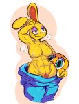  abs animal_crossing anthro argylesockx biceps big_breasts bodily_fluids breasts easter easter_bunny female holidays lagomorph leporid mammal mascot_suit muscular musk nintendo pubes rabbit solo sweat video_games zipper_t._bunny 