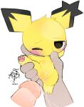 2021 baby_pok&eacute;mon bestiality blush bodily_fluids clitoris disembodied_hand disembodied_penis duo female feral genital_fluids genitals hi_res human human_on_feral humanoid_genitalia humanoid_penis interspecies male male/female mammal nintendo nipples one_eye_closed pawpads penis pichu pok&eacute;mon pok&eacute;mon_(species) pok&eacute;philia pussy pussy_juice rakket rodent saliva simple_background size_difference tears video_games white_background young 