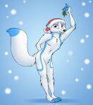  anthro canid canine christmas christmas_clothing christmas_headwear clothing dizzyvixen fox hat headgear headwear holidays leto_(letodoesart) male mammal mistletoe plant santa_hat snow solo 