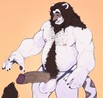  2021 anthro balls beard biceps big_penis black_hair body_hair brown_eyes chest_hair claws clothed clothing clothing_aside erection facial_hair felid finger_claws fur genitals hair happy_trail hi_res humanoid_genitalia humanoid_penis jockstrap jockstrap_aside lion male mammal mane mane_hair musclegut muscular muscular_anthro muscular_male nipples pantherine pawpads pecs penis portrait pubes roamingthrough simple_background slightly_chubby solo standing three-quarter_portrait triceps underwear underwear_aside vein veiny_penis white_body white_fur 