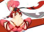  1girl ass back bangs black_gloves blush breasts earrings envelope fingerless_gloves gloves jellcaps jewelry large_breasts looking_at_viewer looking_back pyra_(xenoblade) red_eyes red_hair red_legwear red_shorts short_hair short_shorts shorts smash_invitation super_smash_bros. swept_bangs thighhighs thighs tiara wax_seal xenoblade_chronicles_(series) xenoblade_chronicles_2 