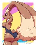  big_butt black_sclera blush bow_tie breast_squish breasts bunny_costume butt butt_pose clothing costume female hi_res lopunny nintendo pok&eacute;mon pok&eacute;mon_(species) pose shinyillusionz side_boob solo squish video_games 