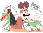  anthro breasts cleavage clothed clothing comic cricetid dialogue felid female hamster hi_res larger_male male male/female mammal nimzy noms_(nimzy) pantherine rodent size_difference smaller_female tiger tobi_(nimzy) 