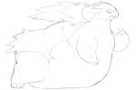  anthro belly black_and_white feral fire hair hi_res immobile lying male monochrome morbidly_obese nintendo obese on_front overweight pok&eacute;mon pok&eacute;mon_(species) simple_background sketch solo typhlosion video_games weight_gain zephy_03 