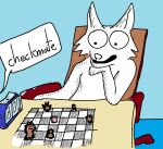  ambiguous_gender anthro canid chair chess chess_board confused_look english_text furniture mammal open_mouth protzermotzer simple_background sitting sketch solo surprised_expression tabletop_game text timer unseen_character white_body wide_eyed 