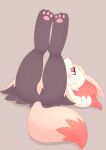  2021 3_toes absurd_res anthro anus blush braixen butt canid canine cheek_tuft chest_tuft ear_tuft facial_tuft feet female fluffy fluffy_tail fur hi_res inner_ear_fluff legs_up lying mammal nintendo on_back pawpads pok&eacute;mon pok&eacute;mon_(species) red_body red_eyes red_fur simple_background solo toes tuft video_games x_anus yellow_body yellow_fur も 