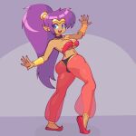  1girl animal_collar animated animated_gif blue_eyes bouncing_breasts bracer breasts bunny_tail collar cosplay dancing dark_skin dark_skinned_female gen_4_pokemon harem_pants leaning_forward looking_at_viewer lopunny lopunny_(cosplay) navel pants pointy_ears pokemon purple_hair shantae_(character) shantae_(series) solo stomach supersatanson tail thong tiara transformation twintails 