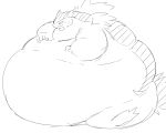  anthro belly black_and_white feral fire hair hi_res immobile male monochrome morbidly_obese nintendo obese overweight pok&eacute;mon pok&eacute;mon_(species) simple_background sketch solo typhlosion video_games weight_gain zephy_03 