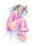  ass bed fetal_position full_body lying masturbation original pajamas solo weno 