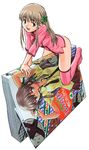  azusagawa_tsukino book book_focus bottomless hashiguchi_takashi manga_(object) minigirl pink_shirt shirt solo thighhighs yakitate!!_japan zettai_ryouiki 