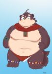  2021 anthro balls belly blush bottomwear canid canine chitgor_daimei clothing genitals kemono loincloth male mammal moobs navel nipples overweight overweight_male penis simple_background solo young 