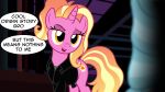  absurd_res amber_eyes badumsquish batman_beyond batman_beyond:_return_of_the_joker clothing cozy_glow_(mlp) dialogue english_text equid equine female friendship_is_magic hair hi_res horn jacket luster_dawn_(mlp) mammal my_little_pony orange_hair phil_coulson solo text topwear unicorn 