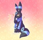  adjusting_glasses blue_eyes canid canine eeveelution eyewear fan_character feral glasses hi_res kaz_mercais loporny male mammal nintendo pok&eacute;mon pok&eacute;mon_(species) pok&eacute;mon_mystery_dungeon scarf shiny_pok&eacute;mon simple_background solo sparkles umbreon video_games wanderlust yellow_sclera 