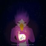 1:1 absurd_res anthro avian beak bird black_background colored digital_media_(artwork) english_text eyes_closed feathers fire hi_res lilac_(artist) lilac_(lilac) male nude simple_background simple_coloring solo text 
