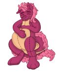  absurd_res alpha_channel ambiguous_gender animate_inanimate anthro belly belly_squish big_belly border dragon hi_res hyper hyper_belly male patchwork_creature plushie seam_(sewing) solo squish stitch-nose stitch_(sewing) transparent_border 