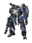  absurdres blue_eyes chinese_commentary extra_eyes glowing glowing_eyes gun highres holding holding_gun holding_weapon mecha no_humans open_hand original science_fiction sherman_(egnk2525) shoulder_cannon solo standing weapon white_background 