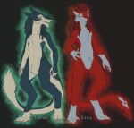  anthro belly blue_body blue_eyes blue_fur blue_hair digital_media_(artwork) duo eirdis_freymor female frostwyrm102 fur hair hi_res male naturally_censored nude pale_fur red_body red_fur scar sergal simple_background torrad_freymor white_belly white_body white_fur yellow_eyes 