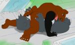  5:3 69_position absurd_res anal anthro ball_lick balls bearmon bicolored_fur black_body black_fur blue_eyes claws digimon digimon_(species) digital_drawing_(artwork) digital_media_(artwork) digital_world duo feet fluffy_ears fur genitals grey_body grey_fur heibanhikaru hi_res humanoid_genitalia humanoid_penis licking male male/male mammal markings nafeon nude oral penis red_markings rimming scar sex simple_background tongue tongue_out ursam_rableck ursid yellow_eyes 