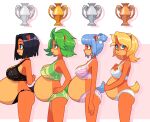 5_fingers abstract_background accessory activision ami_bandicoot anthro award bandicoot bangs bare_shoulders big_breasts black_body black_bra black_clothing black_fur black_hair black_nose black_panties black_underwear blonde_hair blue_body blue_eyes blue_fur blue_hair bottomwear bra breast_size_difference breasts bronze_(metal) bust_chart butt chart clothing countershade_face countershade_torso countershading crash_bandicoot_(series) crash_team_racing_nitro-fueled crossed_arms eyebrows eyelashes eyeshadow female fingers frown fur gold_(metal) green_body green_bra green_clothing green_eyes green_fur green_hair green_underwear group hair hair_accessory hair_bow hair_intakes hair_ribbon hand_on_hip hands_behind_back humanoid_hands isabella_bandicoot kempferzero lace legs_together lips liz_bandicoot long_hair looking_away makeup mammal marsupial megumi_bandicoot multicolored_body multicolored_fur nitro_squad o3o orange_body orange_eyes orange_fur panties pattern_bottomwear pattern_bra pattern_clothing pattern_panties pattern_topwear pattern_underwear pigtails pink_bra pink_clothing pink_panties pink_stripes pink_underwear pouting pregnant purple_eyes race_queen ribbons short_ears short_hair short_tail side_boob side_view silhouette silver_(metal) small_ears smile sports_bra standing striped_bottomwear striped_bra striped_clothing striped_panties striped_topwear striped_underwear stripes tan_body tan_countershading tan_fur third-party_edit topwear trophy underwear video_games white_bra white_clothing white_panties white_underwear yellow_body yellow_fur 