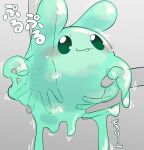 ambiguous_gender blush disembodied_hand duo goo_creature green_body hi_res poi_(artist) simple_background slime translucent translucent_body turquoise_body 