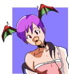  capcom casual_clothing chips_(food) darkstalkers female food hair humanoid jewelry lilith_aensland necklace not_furry potato_chips purple_hair red_eyes short_hair succubus video_games yuuzal 