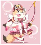  2021 anthro blush border canid canine clothed clothing cute_fangs female fox hi_res kemono kusosensei mammal overweight solo weapon white_border 