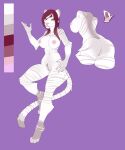  absurd_res anthro breasts fangs felid female fur hair hand_on_hip hi_res long_hair long_tail machairodontine mammal model_sheet namrah_svargeey open_mouth pubes red_hair solo thewolfvixens white_body white_fur 